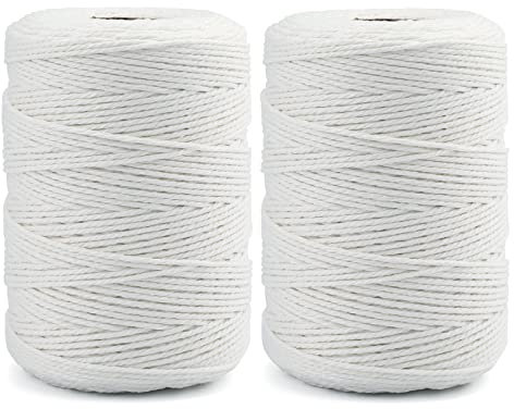 JijAcraft 400M White Cotton Twine, 2MM Durable Bakers String for Tying Homemade Meat, Making Sausage, DIY Craft and Gardening - Safe Cooking String