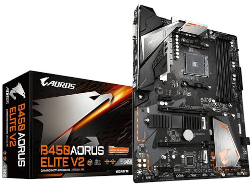 GIGABYTE B450 AORUS Elite V2 Placa Base - Compatible con AMD Series 5000 CPUs, 8+2 Phases Digital Twin Power Design, up to 3600MHz DDR4 (OC), 2xPCIe 3.0 M.2, GbE LAN, USB 3.1 Gen 1