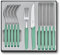 Victorinox Swiss Modern - Juego de cubiertos de 12 piezas, cuchillo de carne, tenedor de pizza, acero inoxidable, color verde