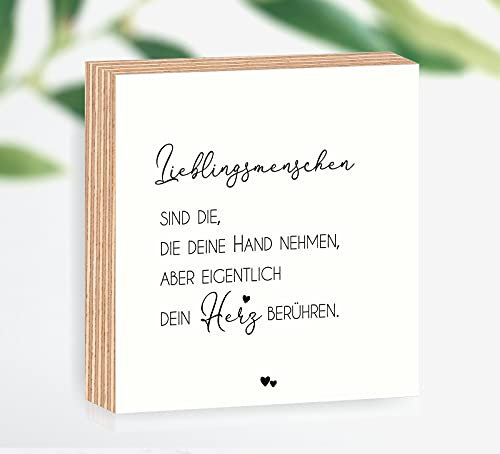 Holzbild Lieblingsmenschen 15x15x2cm zum Hinstellen/Aufhängen, echter Fotodirektdruck mit Spruch auf beschichtetes Birkenholz für die liebsten Menschen Art.Nr. 3022