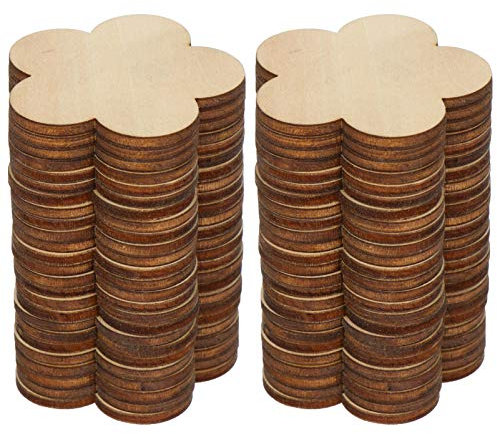 50psc Holzscheiben Unbehandelt Blumen DIY Handwerk Verzierungen Blumen 50mm Naturdeko Tischschmuck Streudeko Hochzeit Party Zubehör Holz Verzierung