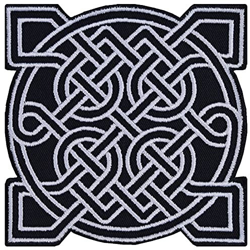 Dara Celtic Infinity Nordic Knot - Embroidered Iron on Patches for Vikings Fans, Bikers, Rockers | Sew on or Iron on Applique Vikings Patches Badge for Backpacks, Jeans, Jackets, Vests 90X90 mm