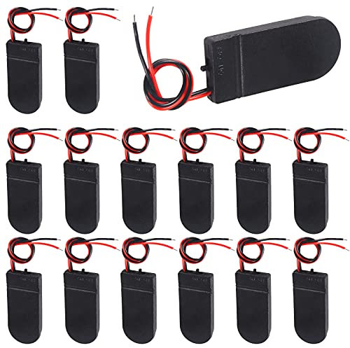 15PCS CR2032 Battery Holder Coin Button Cell Battery Holder Case CR2032 Battery Holder 2 x 3V CR2032 Button Coin Cell Battery Holder with Wire Leads