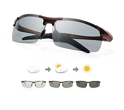 TJUTR Polarisierte Sonnenbrille Herren Photochromatisch Sports Fahrradbrille Selbsttönend Autofahrer Durchsichtig brille mit Färbungsgradient