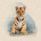 Stoff mit Aquarell-Tieren, Digitaldruck, Baumwolle, Leinenoptik, für Wimpelkette, Jalousien, Basteln, Quilten, Patchwork und Polsterung, verkauft pro Paneel (Tiger Cub)