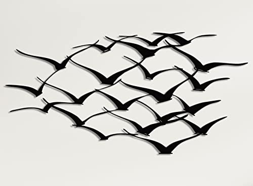 DEKADRON Metall-Wandkunst – Kraniche – 3D-Wand-Silhouette, Metall-Wanddekoration, Heimbüro, Dekoration, Schlafzimmer, Wohnzimmer, Dekor, Skulptur (118 x 58 cm)