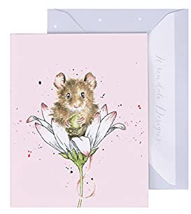 Wrendale - GE123 - Grußkarte, Doppelkarte mit Umschlag, Mini Karte, Nur für dich, Maus, Copy a daisy, 7,5cm x 9cm