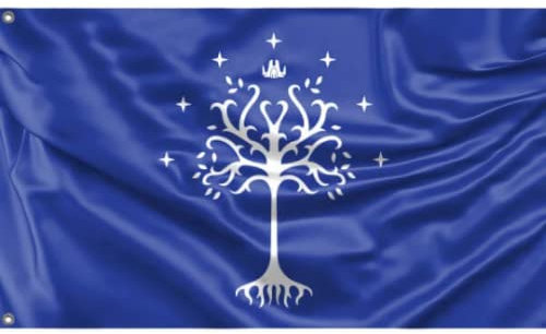 Blue Tree of Gondor Flagge, einzigartiger Designdruck, hergestellt in der EU, 90 x 150 cm