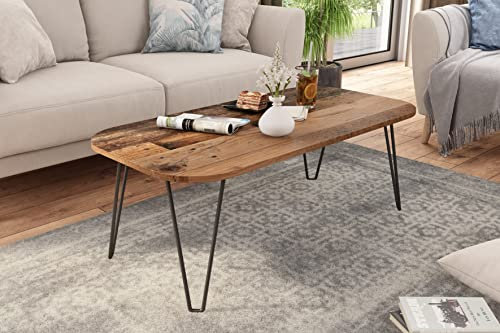 byLIVING Flair Couchtisch/Melamin Old Wood, Metall, Holzwerkstoff, schwarz/braun, B 100, H 40, T 55
