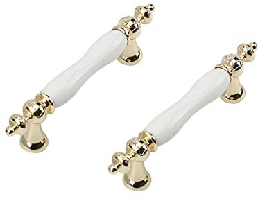 CONPHERON 2 Pz Ceramica Maniglie per Arco Bianco Vintage Maniglia per Porta Maniglie per Mobili Ringhiera Maniglia per Barra Cucina Armadio Pomelli Cassetto Maniglie 96mm