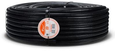 FLASHPRIX Tubo Corrugado Diá 20mm 100m reforzado de doble capa e ignífugo. No propaga llamas. Tubos muy flexibles de PVC de máxima calidad, ideales para electricidad