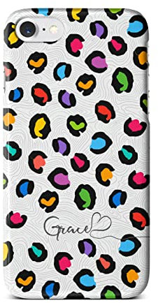 iCaseDesigner Personalised Name with Heart Animal Print Phone Case Compatible with iPhone 7+ / 8+ Plus. 3. Colourful Leopard Print