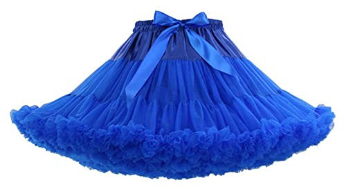 Homipooty Damen Elastische Taille Tüll Petticoat Tutu Party Mehrschichtiger Puffy Cosplay Rock Unterrock, Länge 40 cm, Taille 56-100 cm Königsblau