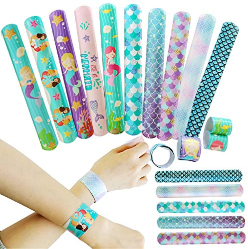 20 Stück Schnapparmband Kinder Meerjungfrau,Slap Bracelet Armband Schnapparmbänder Perfekte Mitgebsel für Kindergeburtstag Gastgeschenke Partytütenfüller,Klatscharmband Spielzeug für Jungen Mädchen