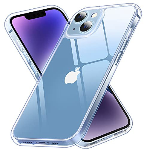 Vimiki Clear for iPhone 13 Case, iPhone 14 Case, [Never Yellow] Protective Bumper Hard PC Phone Cases, Thin Slim Fit Cover, Clear