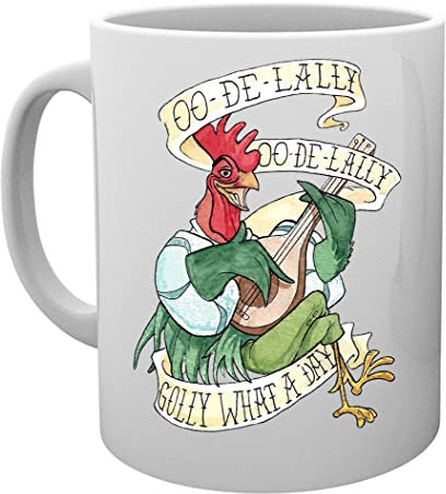 Alan-A-Dale RoosterOo-De-Lally Golly What A Day Tattoo Watercolor Painting Robin Hood Mug Cup