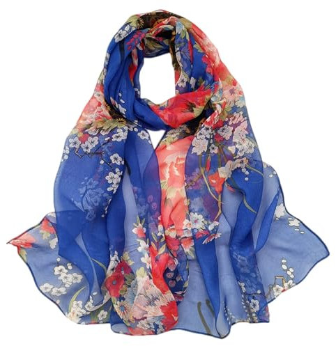 FAIRYGATE Tücher Damen Schal Damen Blau Halstuch Seide Seiden Tuch für Damen Mädchen Elegantes Accessoire Halstuch Schulter oder Umschlagstuch Einsetzbar A4712