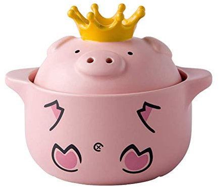 Cocotte en céramique de Cochon Mignon avec Couvercle marmite en Argile marmite à Soupe marmite à gaz ménager poignée d'oreille marmite à Soupe Rose 2.43quart (2.64quart)