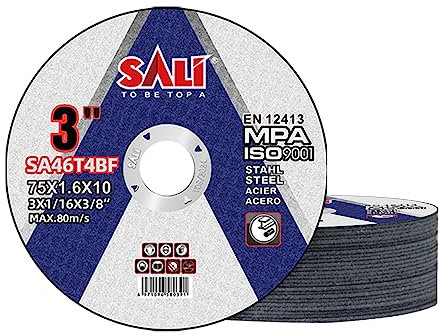SALI 20 dischi da taglio Ø 75 x 1,6 x 10 mm, per smerigliatrice angolare metallo, acciaio, funzionamento in acciaio inox fino a velocità 12200 e 80 M/S