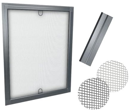 time4blinds Fly Screen Mosquito Net for Windows with Adjustable Aluminium Frame - can be shortened and adapted to the window - Insect Window Screen Mesh - 90x150cm – Anthracite Frame, black net