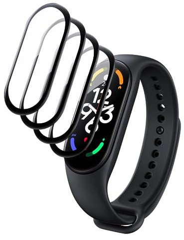 Fyqzio [4 Piezas Protector de pantalla compatible con Xiaomi Mi Band 7,sin burbujas,antiarañazos,3D Cobertura Completa,HD TPU Protección de películas
