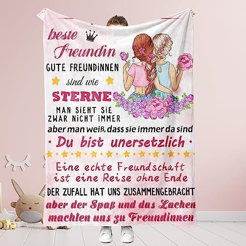 PQCXXA Geschenke für Freundin Kuscheldecke, Flanell Decke Geschenk Ideen Frauen Freundin Geburtstag Hochzeitstag Weihnachten, Geburtstagsgeschenk für Beste Freundin (Für Freundin B, 150x200cm)