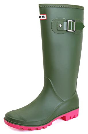 Rumkok Stivali Pioggia Donna, Leggere Comode Giardinaggio Scarpe, Antiscivolo Da Pioggia Stivaletti, Verde, 39 EU