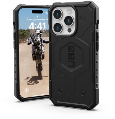 URBAN ARMOR GEAR Pathfinder Hülle kompatibel mit Apple iPhone 15 Pro Case [Wireless Charging/Magnetisches Aufladen kompatibel, Fallschutz nach Militärstandard] schwarz