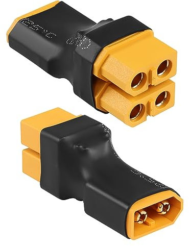 QIANRENON 1 in 2 XT60 Parallel Adapter ESC Splitter XT60 Stecker auf 2 Buchsen Y förmig Anschluss XT60 1 auf 2 Lithium Akku ESC Stecker, für Modellflugzeug RC Auto Drohne Quadcopter, 2Pcs