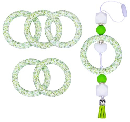 WEWAYSMILE 5 Stück 65 mm Silikon-Fokalperlen, Silikonperlen Set, Silikonperlen Mit Gemischter Für Herstellung Schlüsselanhängern Halsketten Armbändern (Eukalyptus)