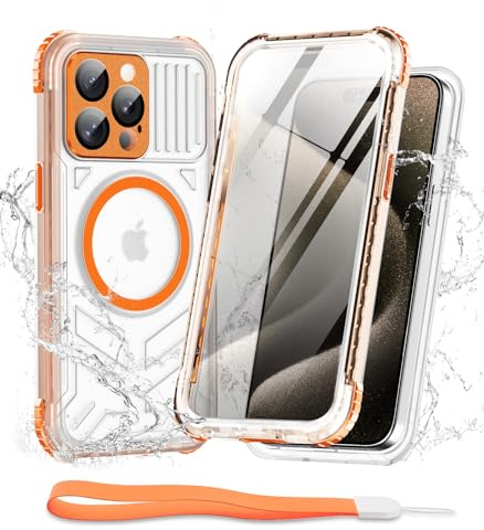 WIFORT for iPhone 15 Pro Case Waterproof, Compatible with MagSafe, 360 Full Body Shockproof with Built-in Screen Protector & Camera Protection,Scratch-Resistant Back, Translucent Case for iPhone 15Pro