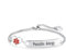 LSxAB Pulsera de identificación de alerta médica de corazón para mujeres y niñas, pulsera de cadena ajustable de acero inoxidable de primeros auxilios de emergencia, 22 centimeters, Acero inoxidable,