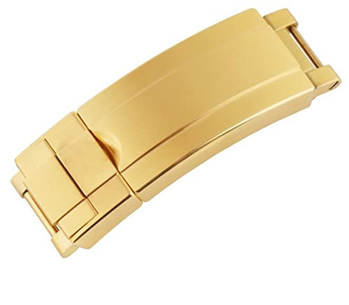 UNNIQ ST9 Stainless Steel 9 * 9mm Micro Adjust Glide Lock Buckle Clasp For Rubber Strap Screw Connect Gold Silver Rose Rosegold Tools clasp (Color : Gold with crown)