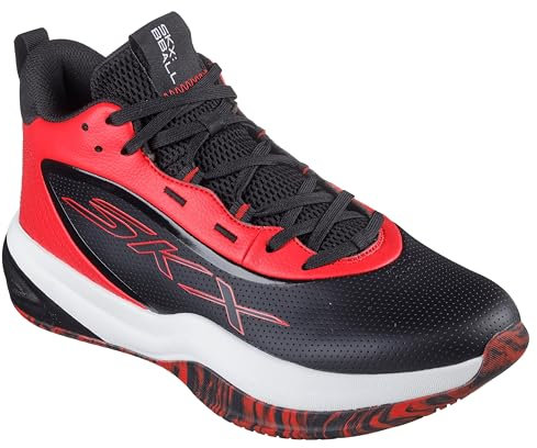 Skechers Herren Basketball Skx League Sneaker, Schwarz/Rot, 41 EU