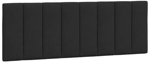 vidaXL Kopfteil Kissen Hanko, Kopfteilkissen mit Linien-Design, Bett Kopfkissen mit Klettverschlüssen auf Rückseite, Kopfteilpolster Kopfpolster, Schwarz 120cm Samt