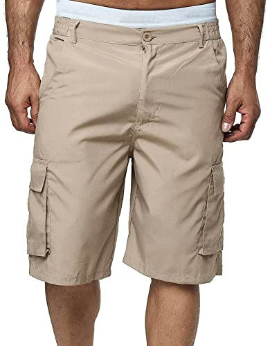 DHYUEN Kurze Hosen Herren Sommer Spring and Autumn 2in1 Shorts Herren Boulderhose Herren Retroshorts Herren Langes Bein Herren Shorts Leichte Outdoor Tarnhose Herren Cargo Shorts Junge(2-Khaki,XXL)