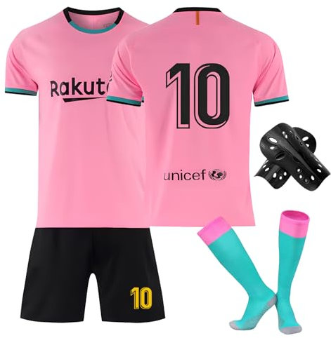 Pardofelis Ensemble maillot de football pour enfant, maillot de football pour enfants, maillots de football en jersey, t-shirt de football, shorts, chaussettes et protège-tibias pour garçon, Rose,