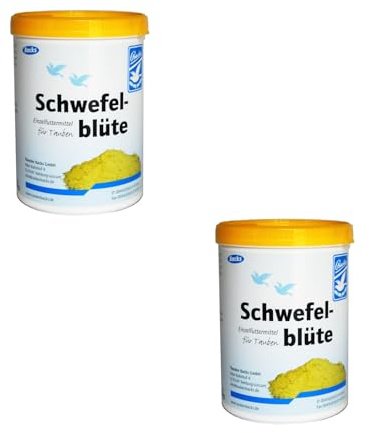 Backs Schwefelblüte | Doppelpack | 2 x 600 g | Einzelfuttermittel für Tauben | Kann in der Mauserzeit unterstützend wirken | Schwefel zur unterstützenden Neubildung des Gefieders
