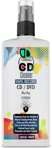 Vinyl LP Record Cleaner Solution | Antistatic Fluid Spray Bottle with Supersoft Microfibre Cleaning Cloth | Removes Dirt, Dust & Fingerprints (100ml Spray)