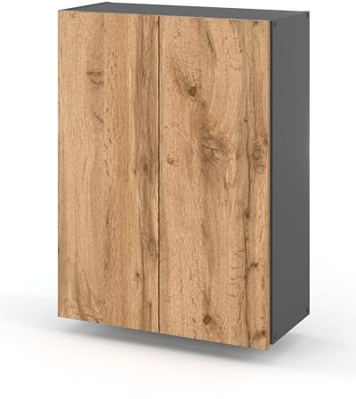 MRBLS Badezimmerschrank (Grau Mat-Wotan) - Hängeschrank Für Bad - Schrank Hängend - Wandschrank - 60 x 80 x 30 cm (B/H/T)