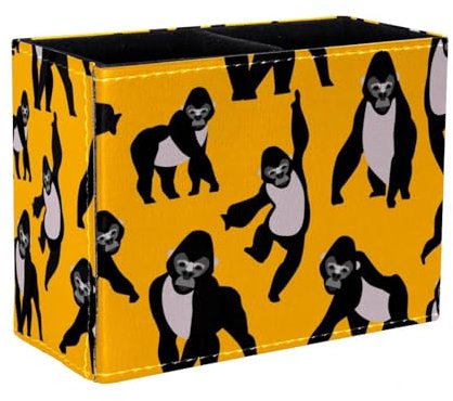 Eslifey Pen Holder Square Pencil Holder for Desk, Gorillas Animal Pattern Pen Pot Pen Cup Makeup Brushes Holder Stand Display Desk Stationery Organiser for Home Office School
