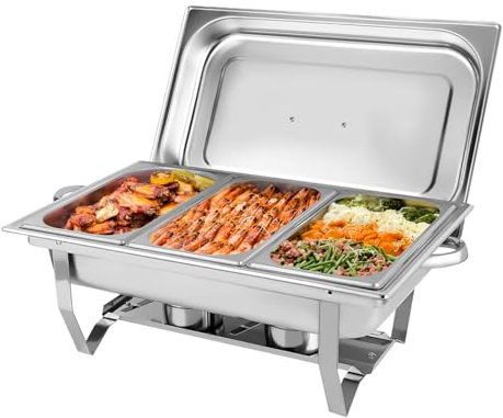MEHOOSPVN Mahlzeit Chafing Dish, Edelstahl Warmhaltebehälter, Speisenwärmer, Wärmebehälter, Rechaud für Catering, Buffet und Party Chafing Dish Edelstahl, 9L Buffet-Set Warmhaltebehälter Speisewärmer