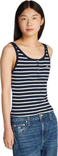 Tommy Jeans Damen Tank Top, Blau (Dark Night Navy/Stripe), XS