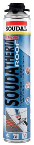 Soudal Soudatherm Roof 250 PU Foam Insulation Adhesive | Fast Drying & High Bond Strength - Suitable for Most Insulation Boards and Most Roofing Substrates - 800ml - Orange