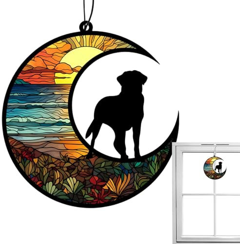Wuyooprt Hunde-Gedenkstätten und Beerdigung – Hunde-Weihnachtsschmuck, bunte Acryl-Hundedekoration, Hunde-Gedenkanhänger, Haustierbedarf, gebeizte Dekoration für Schlafzimmer, Garten, Hof
