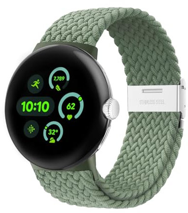 Elastisches geflochtenes Armband - Nur Kompatibel mit Google Pixel Watch 3 45mm, verstellbares Nylonarmband für Google Pixel Watch 3 45mm(Kaktus)