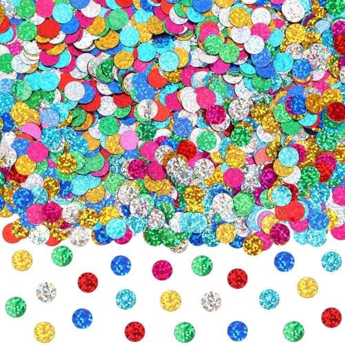 MARFOREVER Konfetti Rund, Bunt Glitzer Konfetti Faschingsdeko Tisch Metallisch Folie Party Streudeko Geburtstag Konfetti für Hochzeit Karnevalsdeko Silvester Weihnachten