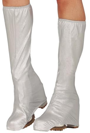 FIESTAS GUIRCA | Stiefelüberzieher Silber (45 cm) - Kostümzubehör für 70er Jahre Partys und Rock-Themen - Ideal für Erwachsene Unisex - Perfekt für Karneval und Halloween - Silber