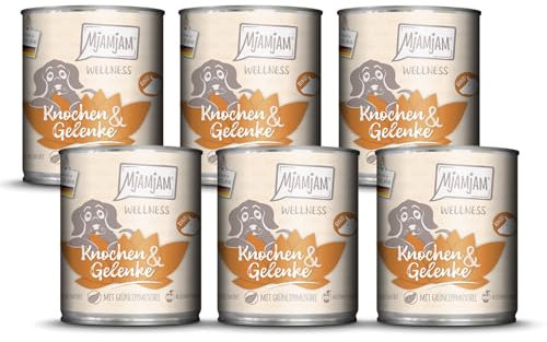 MjAMjAM - Premium Nassfutter für Hunde - Wellness - Knochen & Gelenke - Rind, 6er Pack (6x800g), getreidefrei