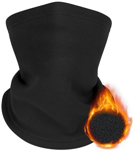 Kiiwah Thermique Écharpe Cache-Cou pour Homme et Femme, Épais Doux Unisexe Élastique Multifonctionnel Cache Cou, Hiver Ski Cache-Cou Masque Cagoule pour Moto, Cyclisme, Ski, Course à Pied(Noir